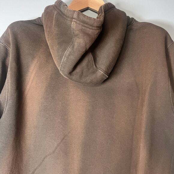 CAT Caterpillar Hoodie XL Brown Workwear Distressed Stains Heavyweight Pullover - Picture 9 of 14